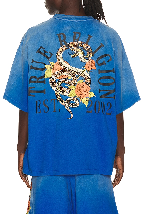 view 1 of 4 Floral Snake Oversized Tee in Lapis Blue