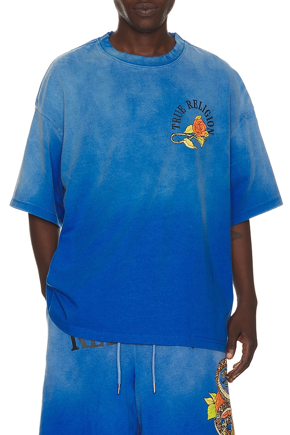 view 2 of 4 Floral Snake Oversized Tee in Lapis Blue