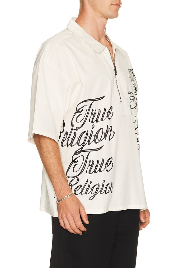 view 2 of 6 Half Zip Tiger Short Sleeve Shirt in Winter White