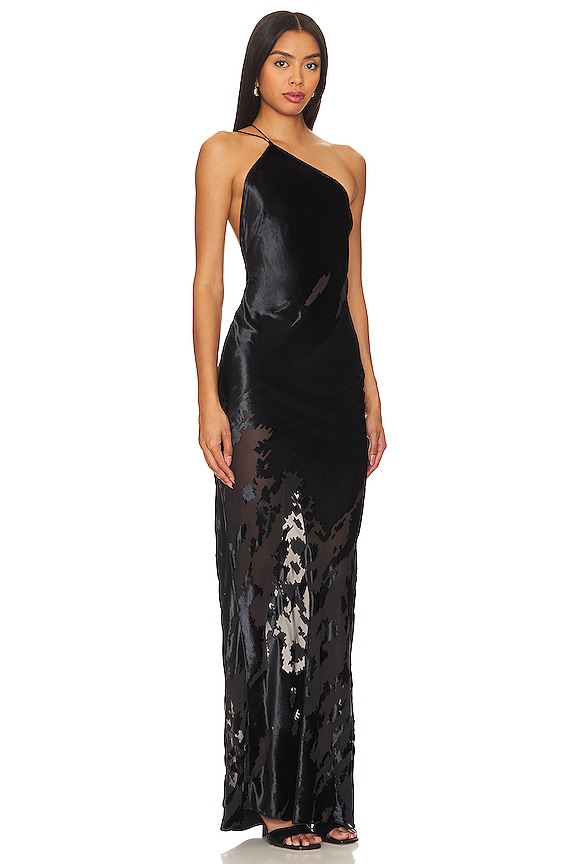 view 2 of 3 원숄더 바이어스 가운 in Black