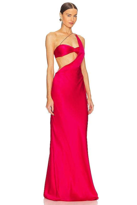 view 2 of 3 비대칭 카울 바이어스 가운 in Peony