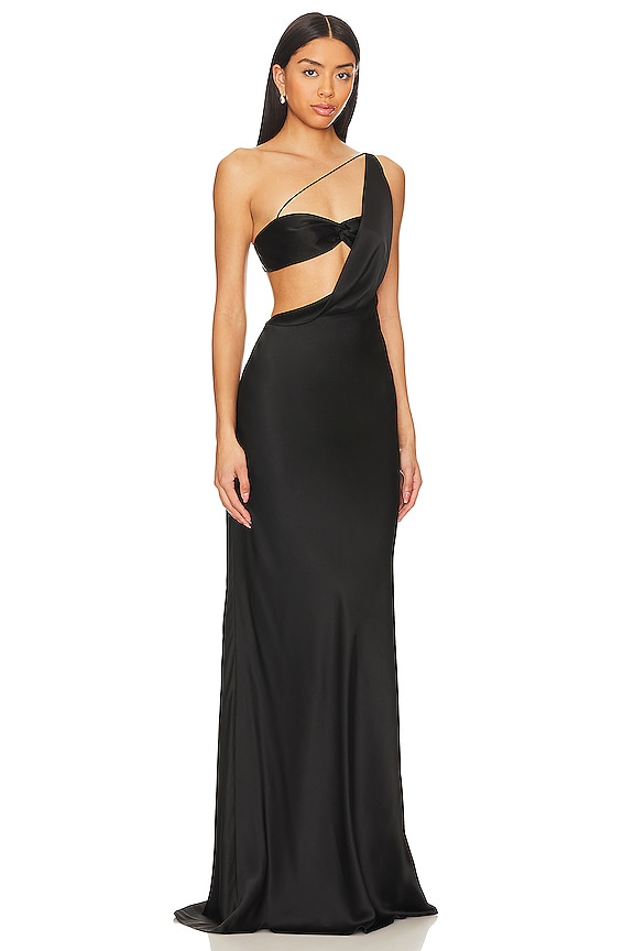 view 2 of 3 Asymmetrical Cowl Bias Gown in Black