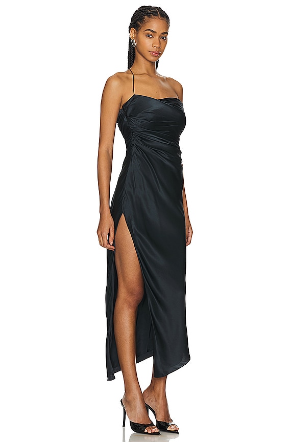 view 2 of 3 Asymmetrical Bardot Dress in Ink