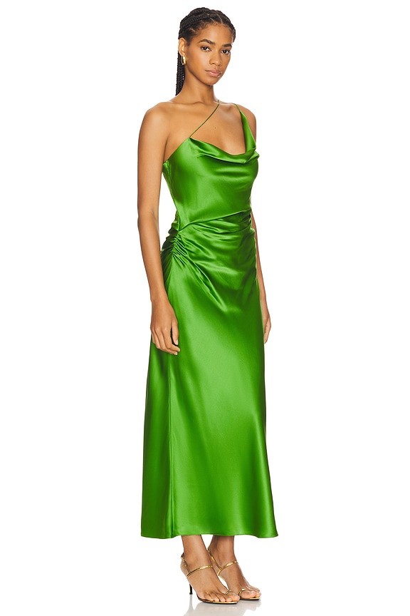 view 2 of 3 One Shoulder Cowl Dress in Leaf