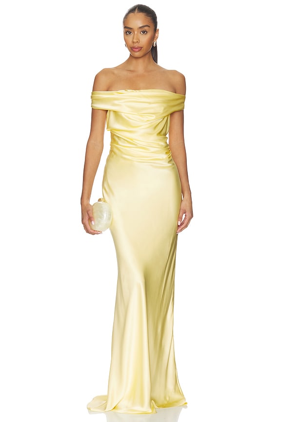 view 1 of 3 Bardot Gown in Custard