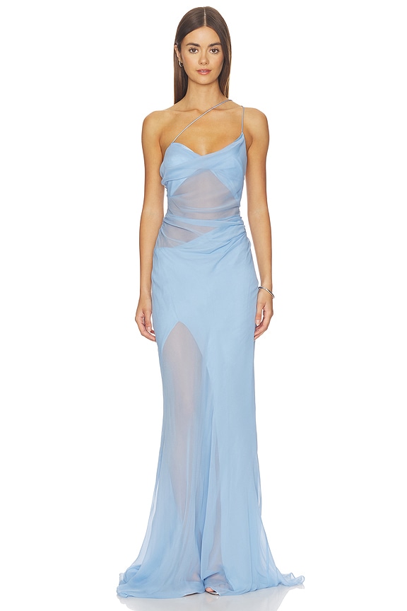 view 1 of 3 Strappy Diaphanous Gown in Icy Blue