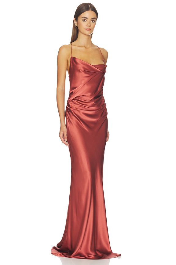 view 2 of 3 ROBE DE SOIRÉE BIAIS ENCOLURE BÉNITIER in Rosewood
