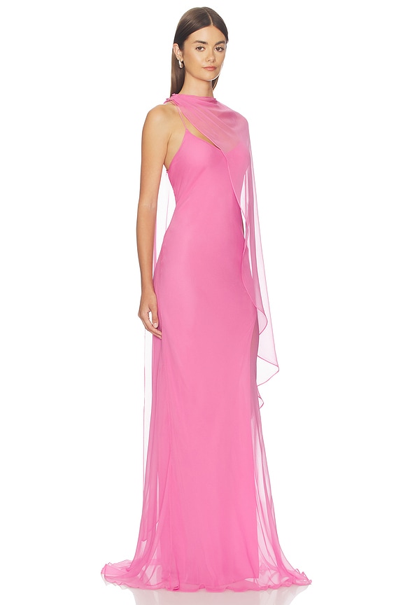 Cami Gown With Slit And Cape