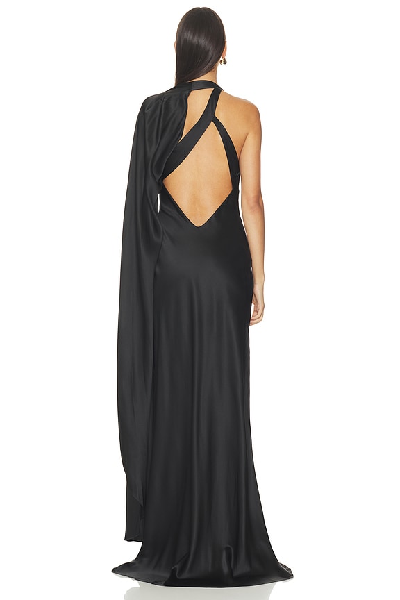Drape Sleeve One Shoulder Gown