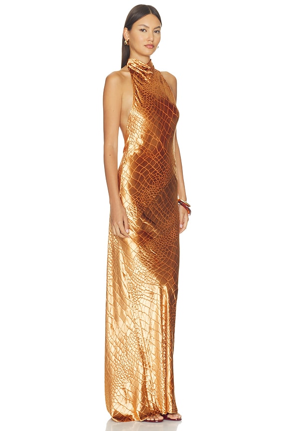 view 2 of 4 Halter Bias Gown in Whiskey