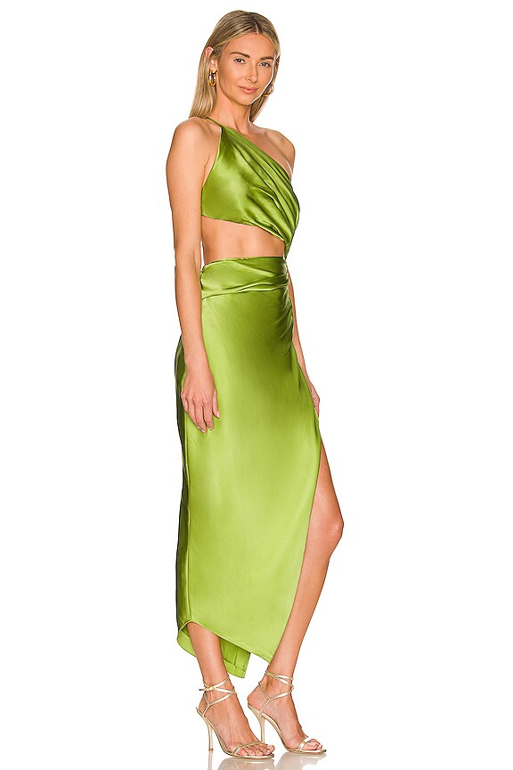 view 2 of 4 One Shoulder Cut Out Dress in Kiwi