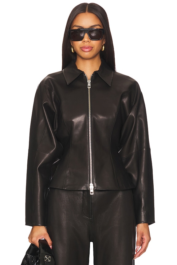 view 2 of 5 Fitted Leather Jacket in Black Lambskin