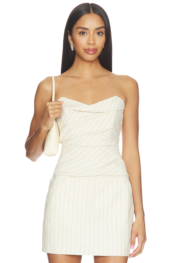 view 1 of 5 Cowl Bustier in Cream Stripe