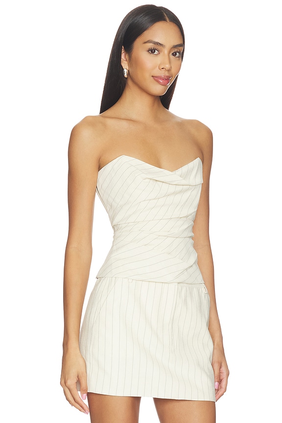 view 2 of 5 Cowl Bustier in Cream Stripe