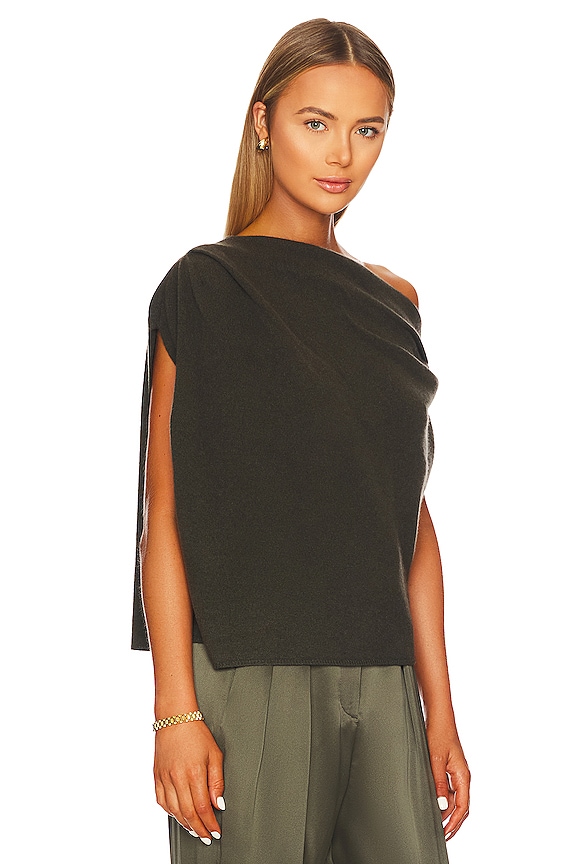view 2 of 4 Asymmetrical Drape Sweater in Army