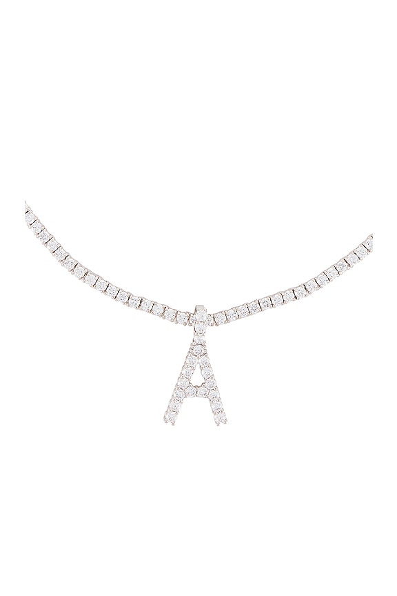 view 2 of 3 Full Iced Out Letter Necklace in Silver