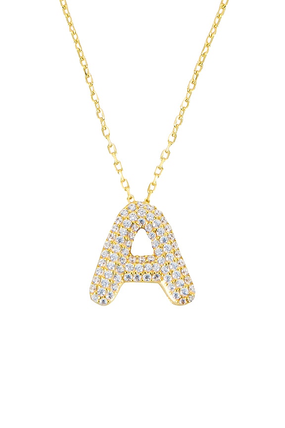 view 2 of 2 Pave Bubble Letter Pendant Necklace in Gold