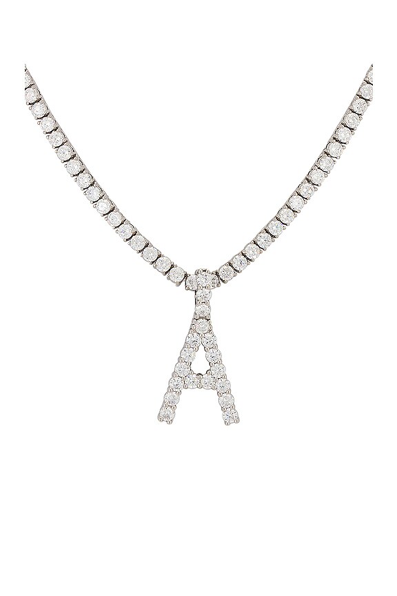 view 2 of 2 Full Iced Out Letter Necklace in Silver