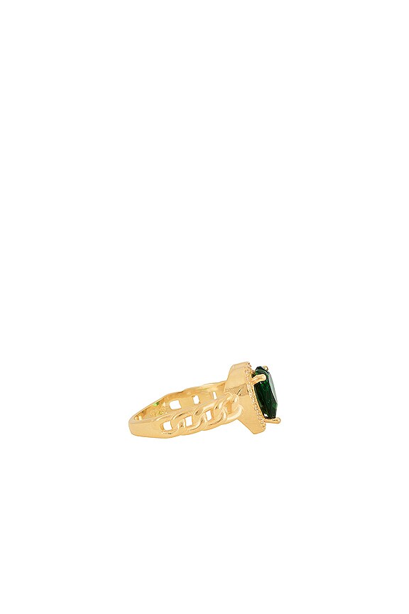 view 2 of 3 Green Emerald Heart Ring in Gold