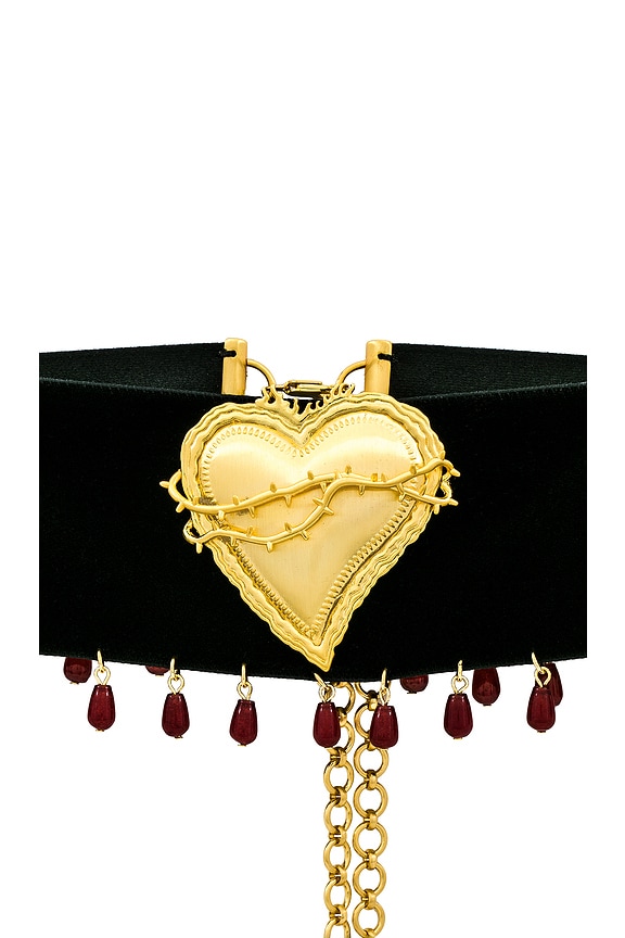 view 2 of 3 X Mirror Palais Bleeding Sacred Heart Choker in Velvet & Gold