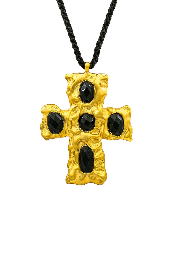 view 2 of 3 X Mirror Palais Siren Cross Necklace in Onyx & Gold