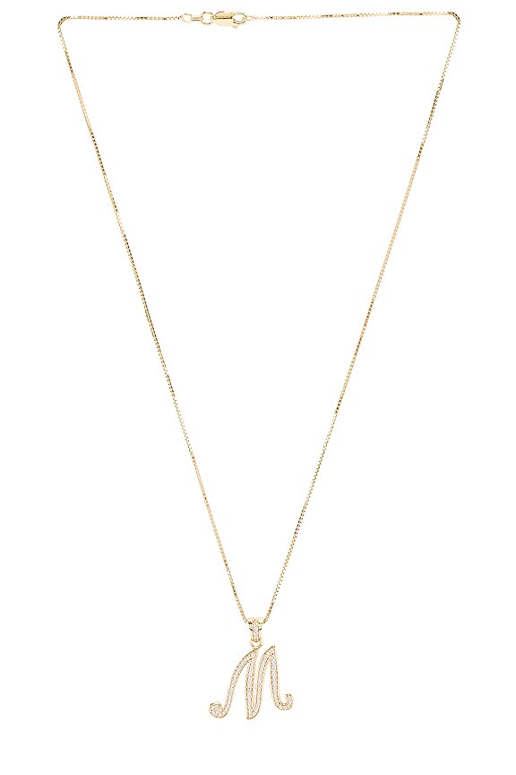 view 2 of 2 The Iced Out Script Initial M Necklace in Gold
