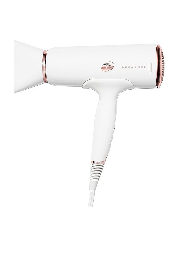 view 1 of 6 Cura Luxe Professional Ionic Hair Dryer in White & Rose Gold
