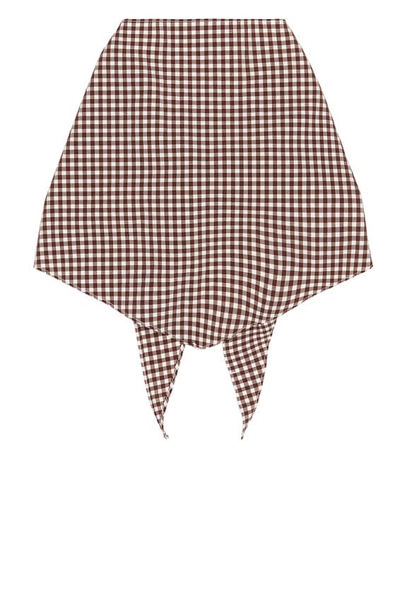 view 2 of 3 Eppie Head Scarf in Brown & White Gingham