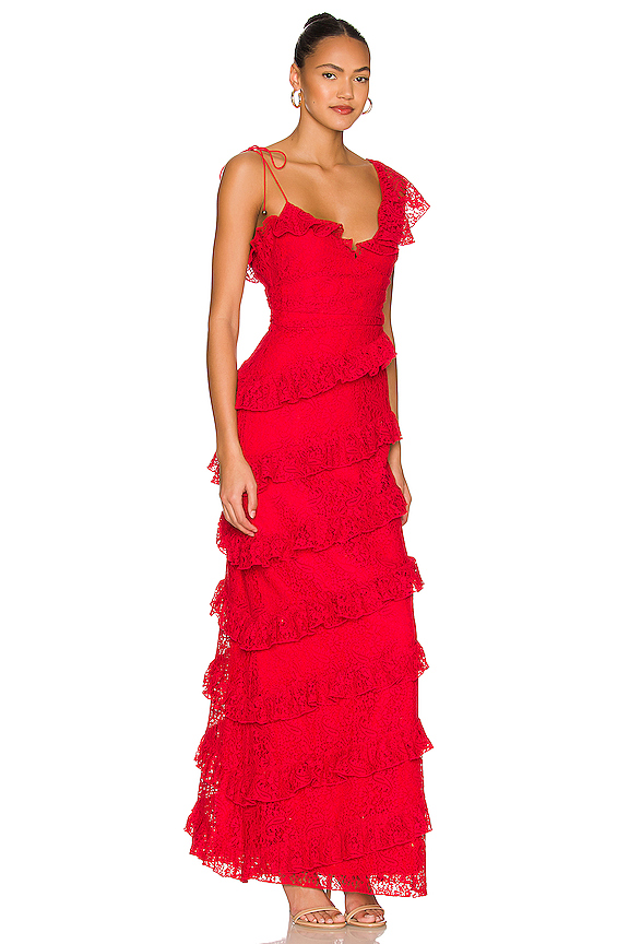 view 2 of 3 Kristen Lace Gown in Cherry Red
