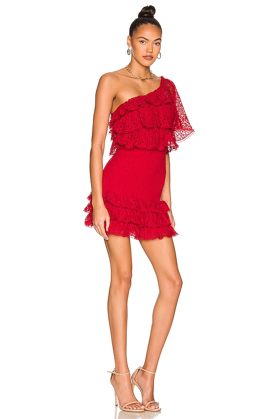 view 2 of 3 Ashley Lace Mini Dress in Cherry Red
