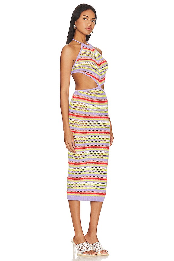 view 2 of 3 Elidia Striped Open Stitch Midi Dress in Summer Multi Stripe