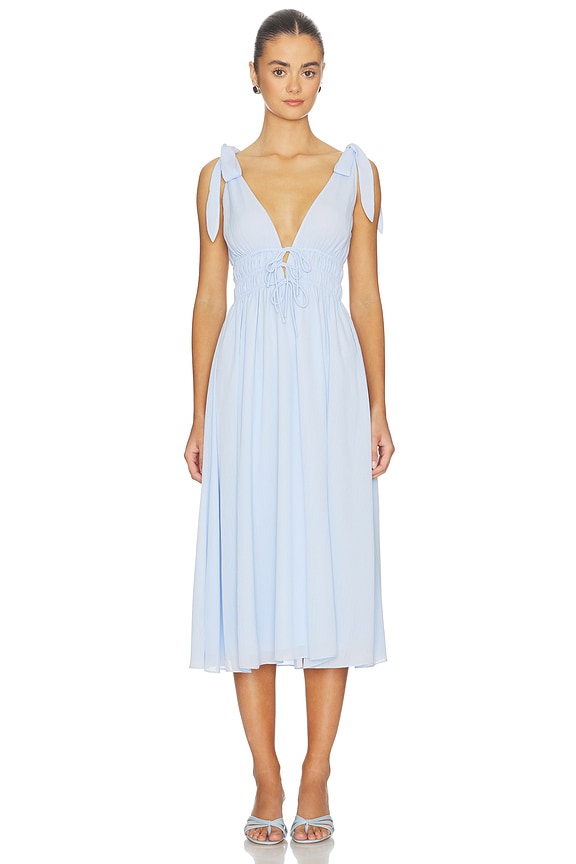 view 1 of 3 Adrienne Midi Dress in Dusty Blue