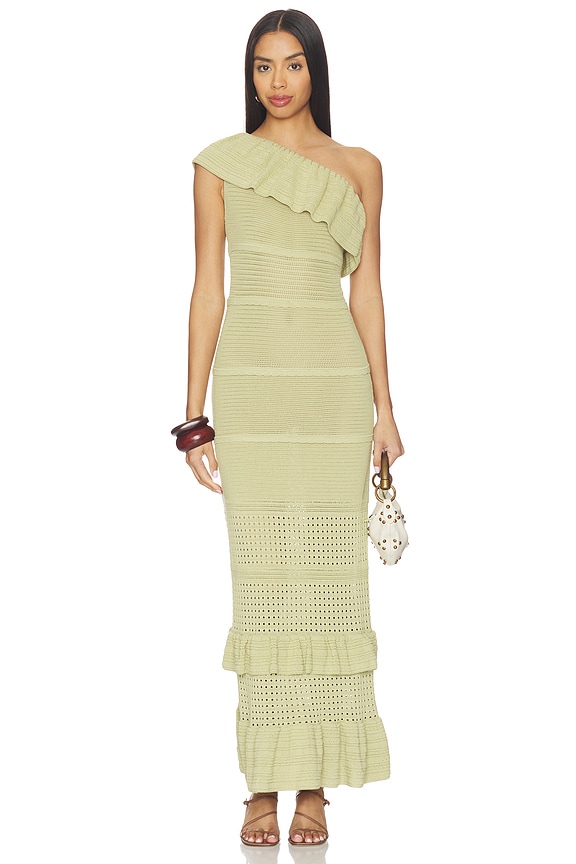 view 1 of 3 Kenzee Ruffle Midi Dress in Sage