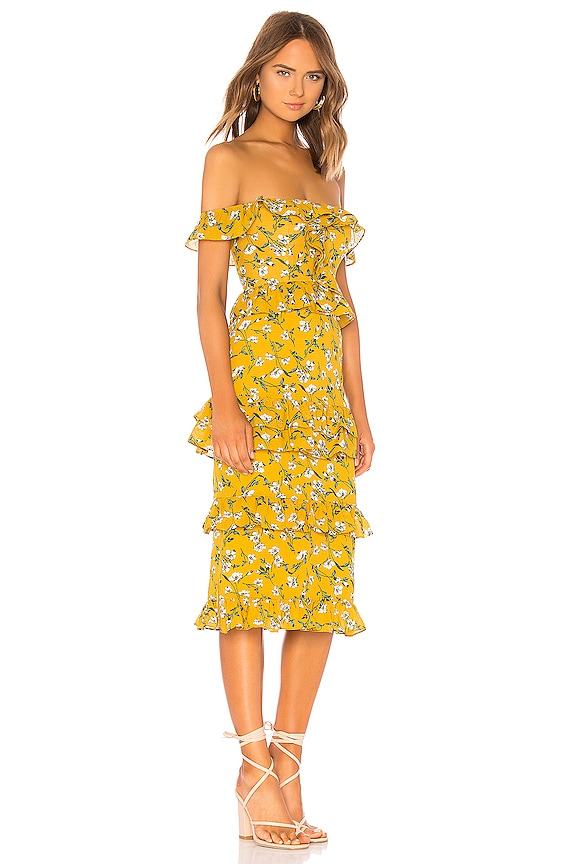 view 2 of 3 LILY 오프 숄더 미디 드레스 in Yellow Dolly Floral