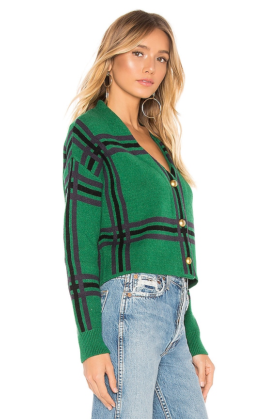 view 2 of 4 Bellair Cardi in Green Plaid