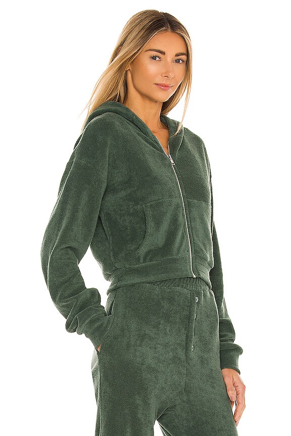 view 2 of 4 Cropped Zip Hoodie in Pine Green