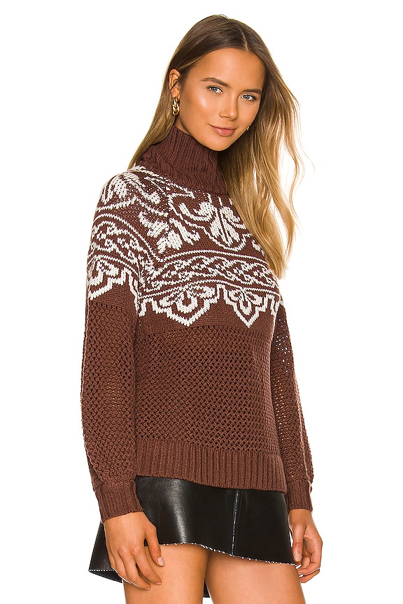 view 2 of 4 Cayleen Fair Isle Sweater in Brown & Ivory
