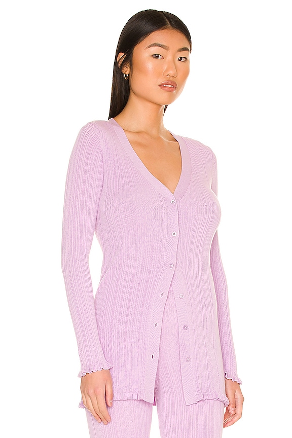 view 2 of 4 Variegated Rib Cardi in Purple