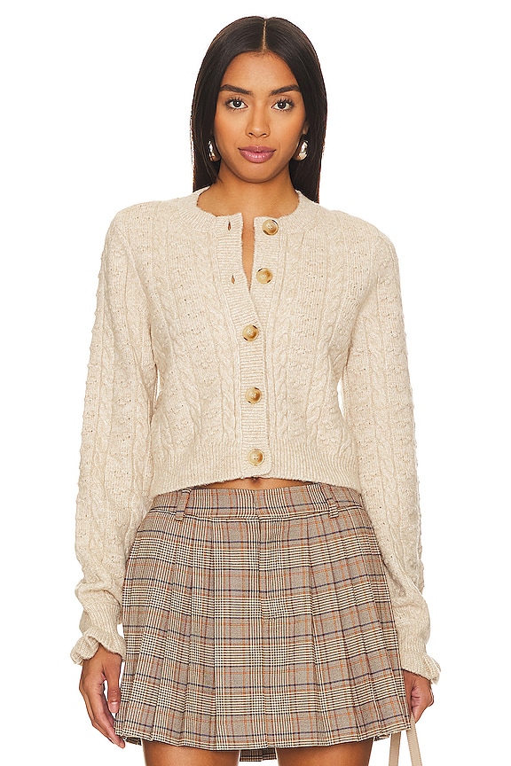 view 2 of 5 Palmira Cropped Cable Cardigan in Beige
