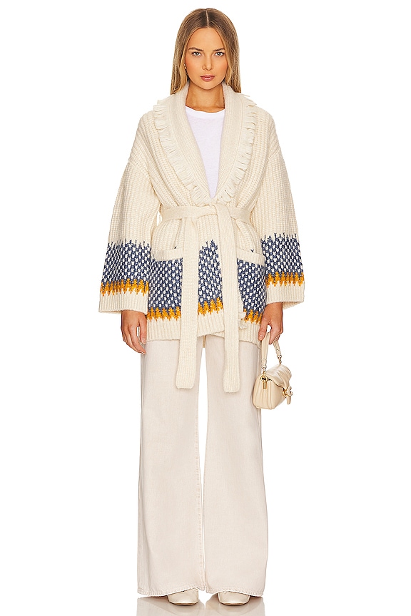 view 2 of 4 Malena Chunky Fairisle Cardigan in Yellow & Blue Multi