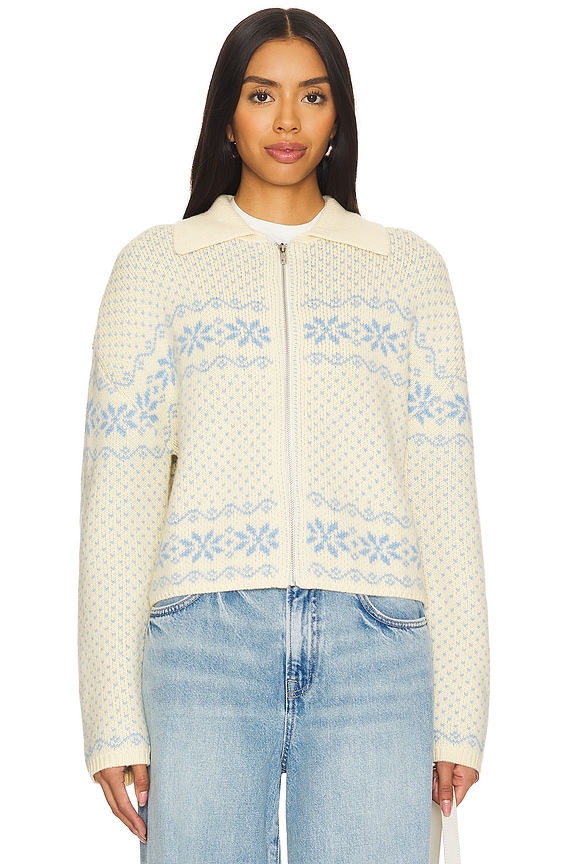 view 2 of 5 Kerra Fairisle Jacket in Cream & Blue Multi