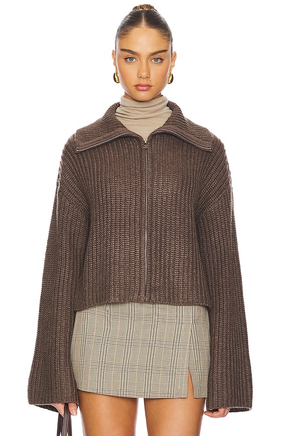 view 2 of 5 Patrizia Zip Sweater in Chocolate Brown