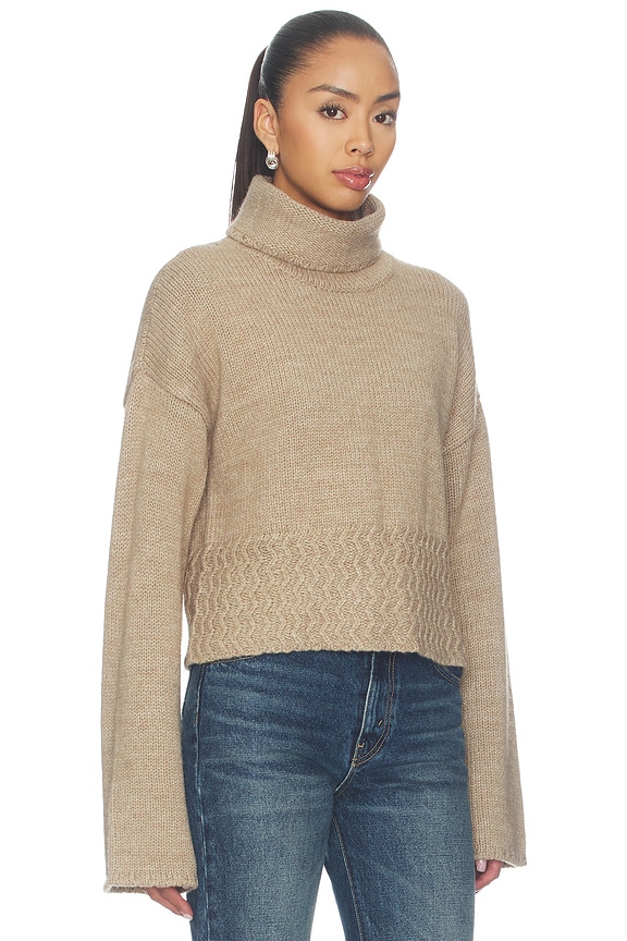 view 2 of 4 Viktoria Funnel Neck Pullover in Taupe