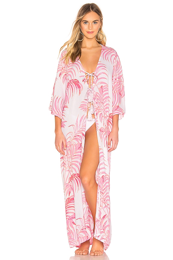 view 1 of 4 Marina Robe in Pink Palm Print