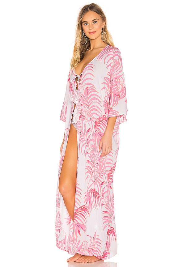 view 2 of 4 Marina Robe in Pink Palm Print