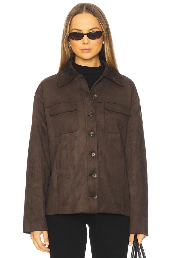 view 2 of 5 Irene Faux Suede Jacket in Espresso Brown
