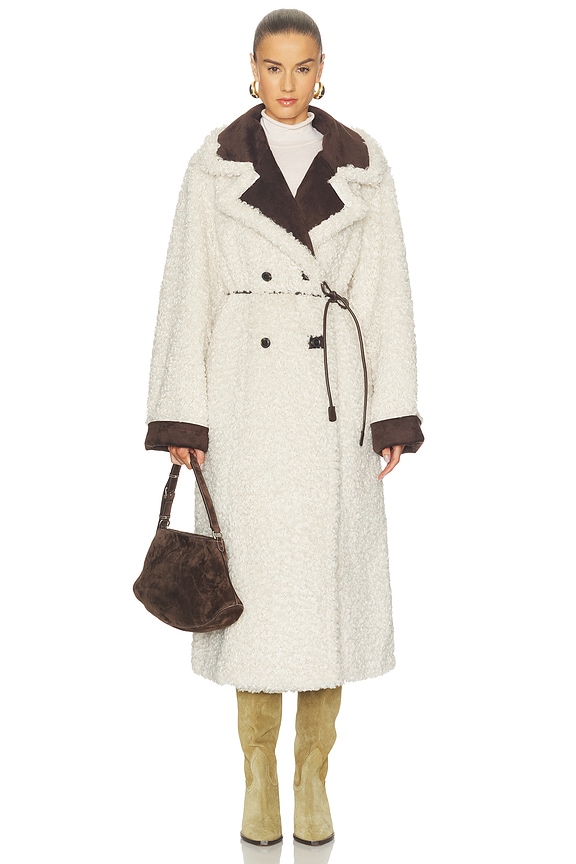 view 2 of 4 Lydia Reversible Coat in Dark Brown & Cream