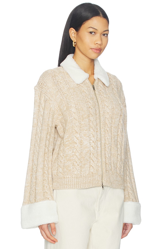 view 2 of 4 Ayedan Zip Up Knit Jacket in Light Tan