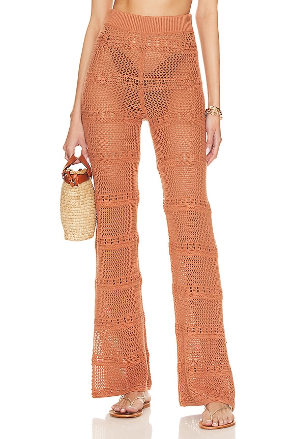 view 1 of 5 Hayden Crochet Pant in Natural Brown
