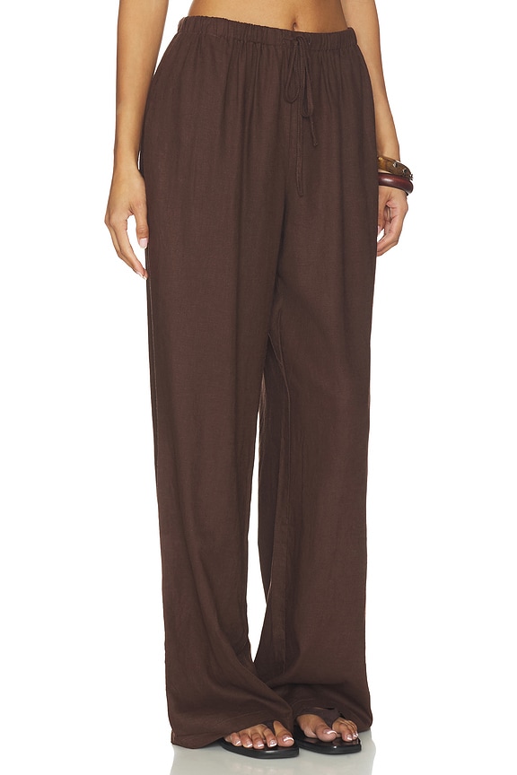 view 2 of 6 Kai Linen Pant in Chocolate Brown